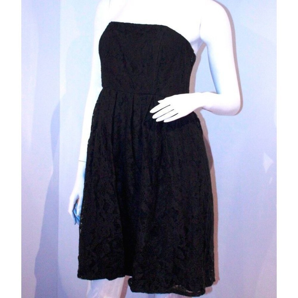 MICHAEL STARS Strapless LACE Dress with PLEATS Black ( 1 )